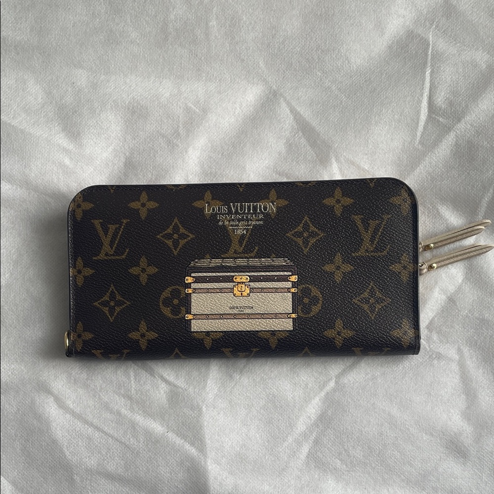 Louis Vuitton Brown Monogram Trunk Print Zip Wallet
